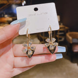 WHOLESALE crystal flower 925 silver pin earrings