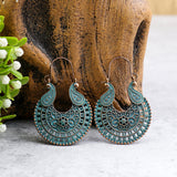 Retro geometric hollow flower alloy earrings