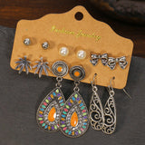 Retro geometric alloy tassel earrings