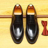 2025 Popular hot-selling thick-soled heightening glossy patent leather leather shoes pointed men's genuine leather soft leather business British style single shoes men