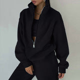 MOMENTLOVER 2025 New autumn 2025 women's clothing  two-piece sweater fleece sports street casual fashion suit women