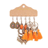 Geometric tassel flower shell earrings