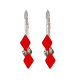S925 silver needle blue-green long-width tassel earrings