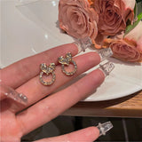 S925 silver needle love micro-set sweet fashion earrings