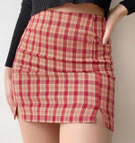themeisles - Red Cara Plaid Skirt