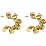 S925 silver needle niche design twisted metal earrings