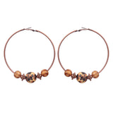 National Geometric Round Wooden Bead Earrings