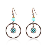 Plum blossom turquoise bohemian style earrings