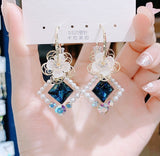 Geometric crystal opal earrings