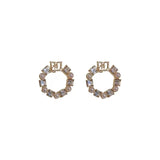 Classic pearl lettering geometric micro-set earrings