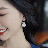 S925 Silver Needle Garden Shell Petal Earrings