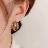S925 silver needle exaggerated C-shaped earrings