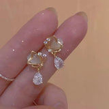 S925 silver needle gentle drop opal earrings