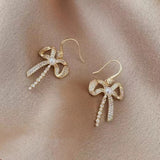 S925 silver needle long tassel pearl micro-set diamond earrings