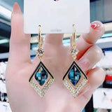Geometric crystal opal earrings