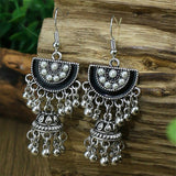Rice bead bell tassel vintage earrings