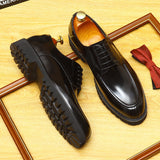 2025 Popular hot-selling thick-soled heightening glossy patent leather leather shoes pointed men's genuine leather soft leather business British style single shoes men