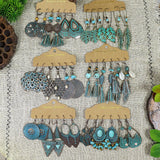Tassel round hollow leaf earrings