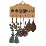 Retro geometric alloy tassel earrings