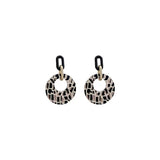 Round leopard print geometric earrings