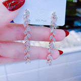 S925 silver needle fashion wheat ear crystal glass earrings