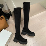 2025  Elastic and thin, thin over-the-knee boots for women, new thick heel thick-soled high knight boots for autumn and winter, female patent leather
