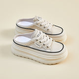 2025  summer half tray white shoes new Korean version ins female students thick sole heightening mesh breathable casual XW520