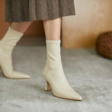 2025  Keep it heavy! Huge good-looking~ Classic black pointed-toed thin-heeled thin socks boots, high-heeled elastic short boots, single boots for women