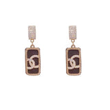 S925 silver needle new trendy micro-set square small fragrance earrings