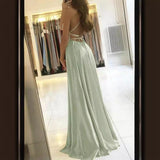 long dresses Skinny suspenders Sexy backless dresses High split dance host dresses