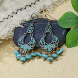 Retro earrings geometric turquoise tassel earrings