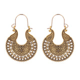 Retro geometric hollow flower alloy earrings