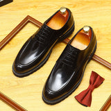 2025 Popular hot-selling thick-soled heightening glossy patent leather leather shoes pointed men's genuine leather soft leather business British style single shoes men