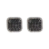 S925 silver needle geometric square black diamond earrings