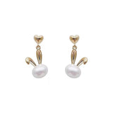 Fashion rabbit Pearl cute bunny pendant love earrings