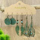 Round metal tassel retro earrings set combination