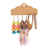 Geometric tassel flower shell earrings