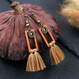 Fashionable Bohemian retro square tassels long earrings