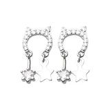 S925 Silver Needle Cat Star Earrings