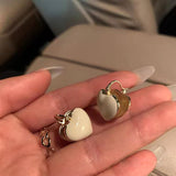 S925 silver needle double-sided white love earrings