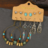 Retro geometric alloy tassel earrings