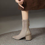 2025  Thick heel short boots women's thin boots high heels popular new autumn and winter suede boots pointed socks boots women's elastic boots