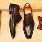 2025 Suit leather shoes men's business dress leather pointed British retro Oxford shoes hand-polished Popularan version men's shoes wholesale