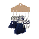 Fashion alloy leaves rhinestone wings tassels dripping oil feather earrings