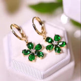 Emerald flower simple temperament earrings