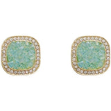 S925 Silver Needle Blue Crystal Square Fashion Earrings