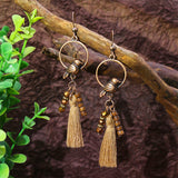 Female retro drop national wooden earrings