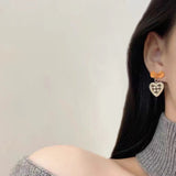 S925 silver needle sweet bow love fashion fabric heart earrings