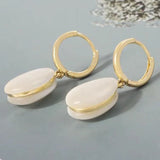 Stylish and simple double-sided opal drop earrings