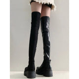 2025  Elastic and thin, thin over-the-knee boots for women, new thick heel thick-soled high knight boots for autumn and winter, female patent leather